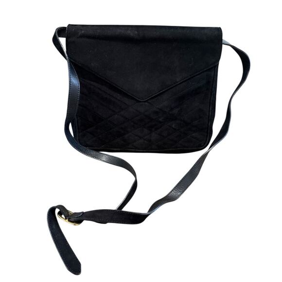 Salvatore Ferragamo Handbags - Vintage Salvatore Ferragamo Quilted Black Suede Crossbody Bag